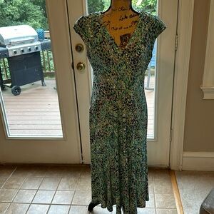 Jones New York Dress Multi color blue teal black  size 10 sleeveless dress